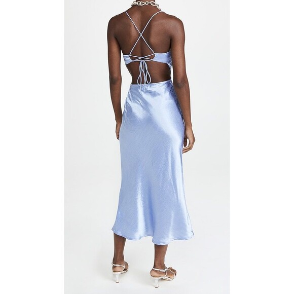 RAHI Jacie Midi Dress XL Bondi Blue Satin Backless Sleeveless Party NEW B74 - Picture 1 of 7